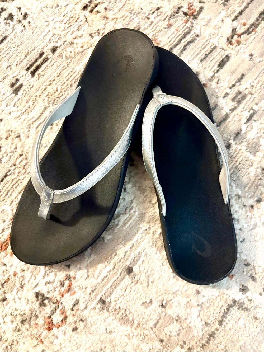 Reef Silver Metallic Flip Flops with Black Soles